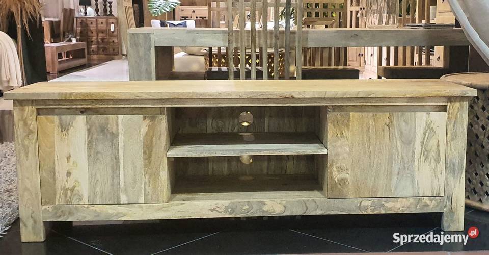 PROMOCJA Szafka drewniana RTV 170 jasna mango Szafy, regały, półki Lublin