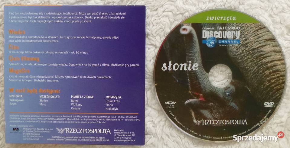 VCD film edukacyjny Słonie mazowieckie Warszawa