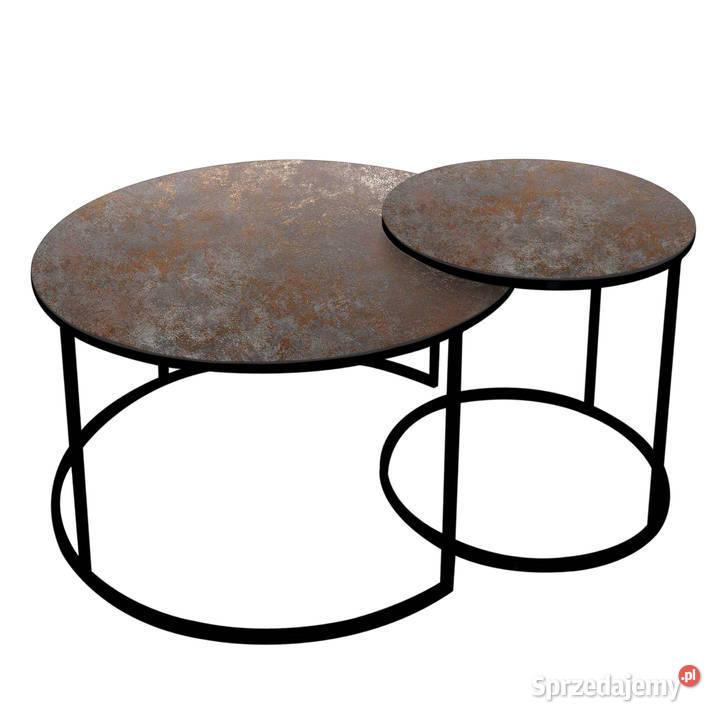 REA zestaw stolików okrągłych design spiek kwarcowy Laminam