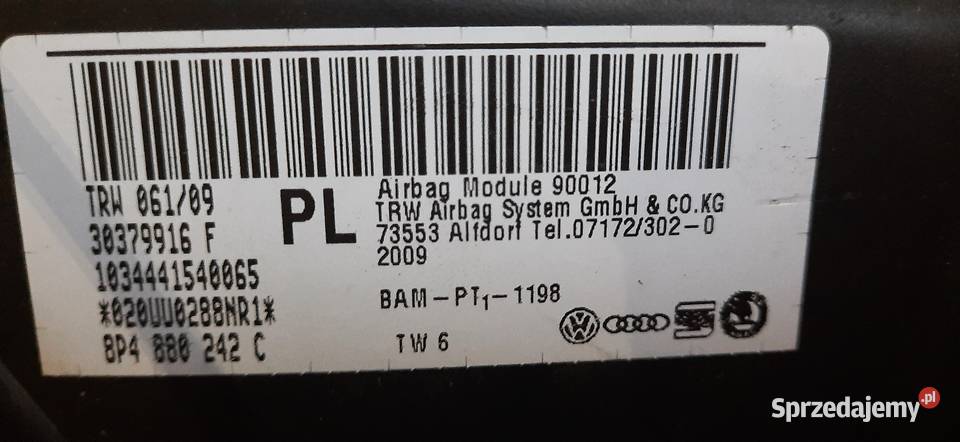 Audi a3 airbag boczne poduszki powietrzne Wyposażenie wnętrza