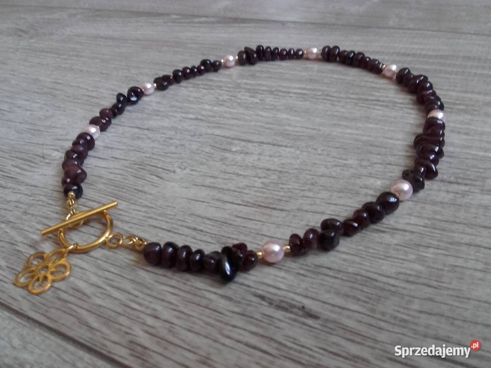 Naszyjnik granat perły swarovski Naszyjniki Warszawa