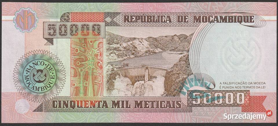 MOZAMBIK 50 000 METICAIS 1993 STAN BANKOWY UNC