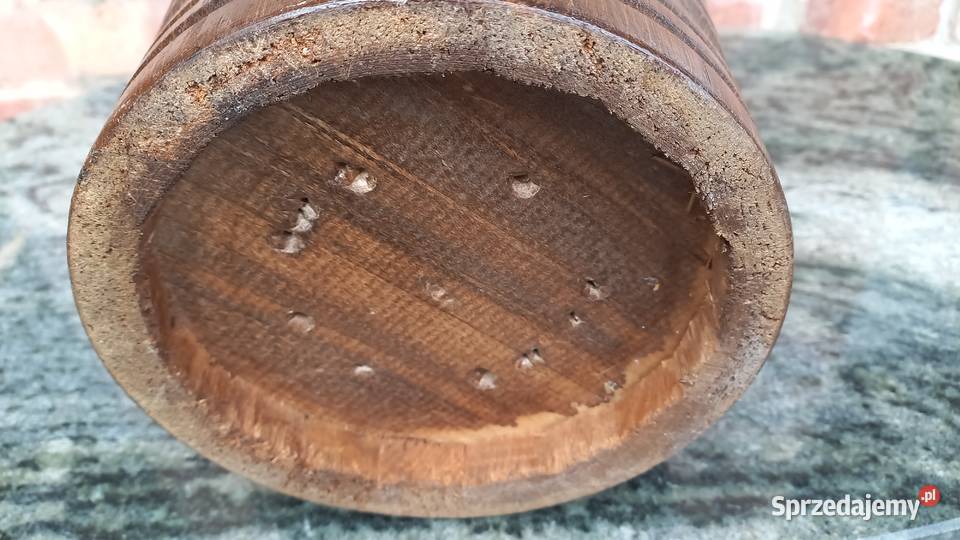 Parasolnik dębowy drewniany stojak na parasole brązowy