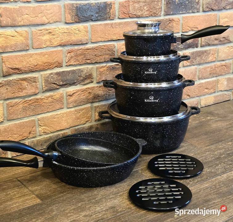 299 Garnki marmurkowe czarne 12 elementów Zabrze