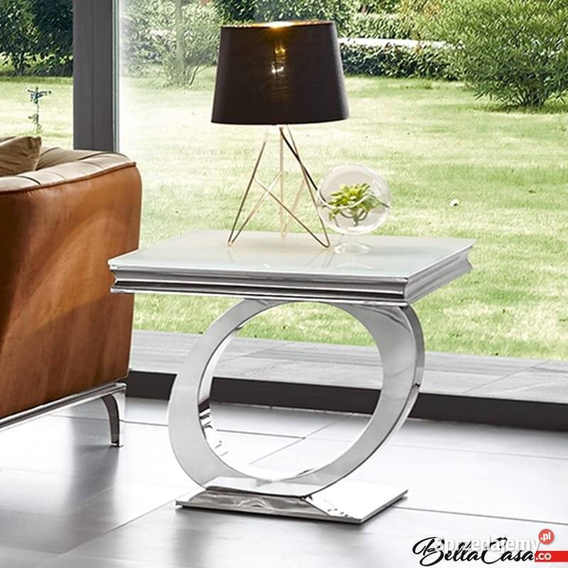 Stolik kawowy Dallas blat szklany biały czarny Warszawa