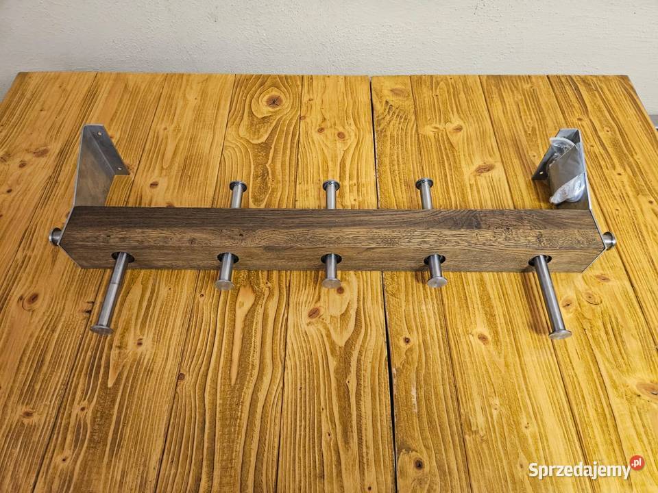 Dębowy wieszak ścienny WYSYWANE HACZYKI tulejki Pszczyna