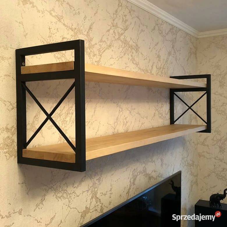 półka wisząca loft naturalne drewno