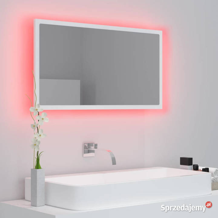 Lustro łazienkowe z LED białe 80x85x37 akryl Warszawa