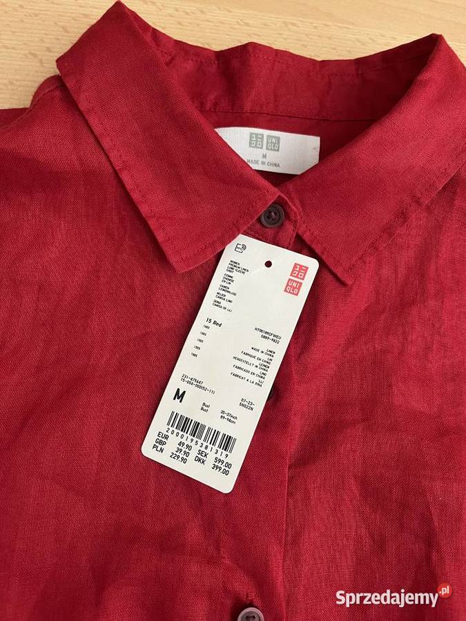 Koszula lniana czerwona UNIQLO M