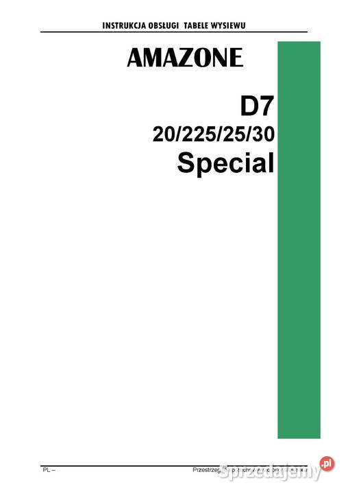 Amazone D4 D5 D7 D8 DL E tabele wysiewu Szamotuły
