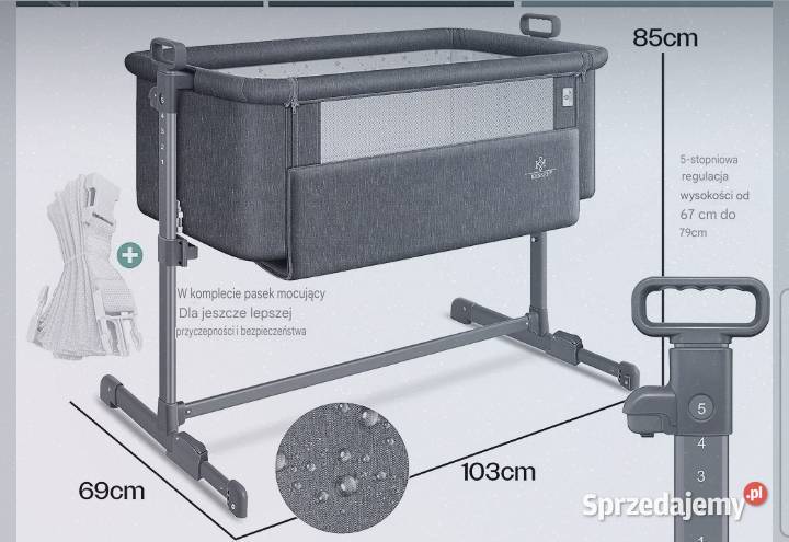 Łóżeczko dziecięce z miękkim materacem kółkami