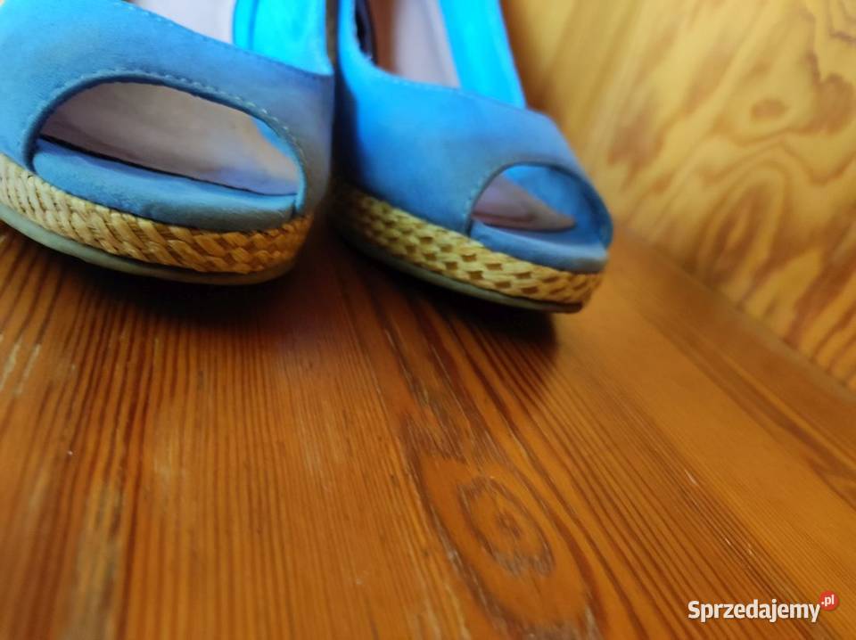 espadryle na koturnie sandały letnie chabrowe