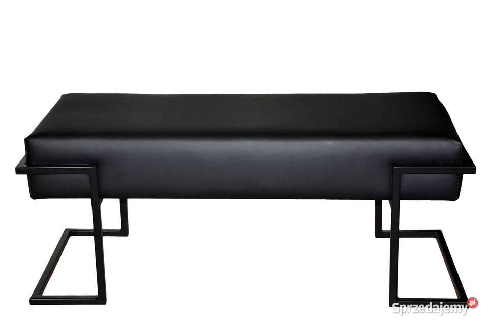 Ławka LOFT 120 metal tapicerowana welur czarna 120cm