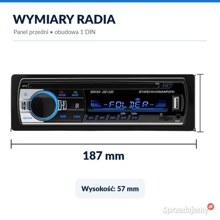 Radio samochodowe JSD520 Bluetooth 1 DIN USB FM Pabianice