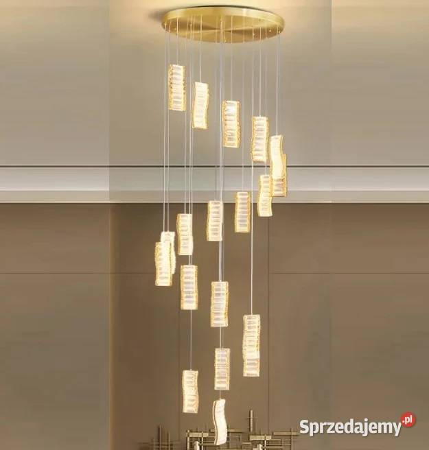 Żyrandol kryształowy złoty glamour lampa wisząca Warszawa