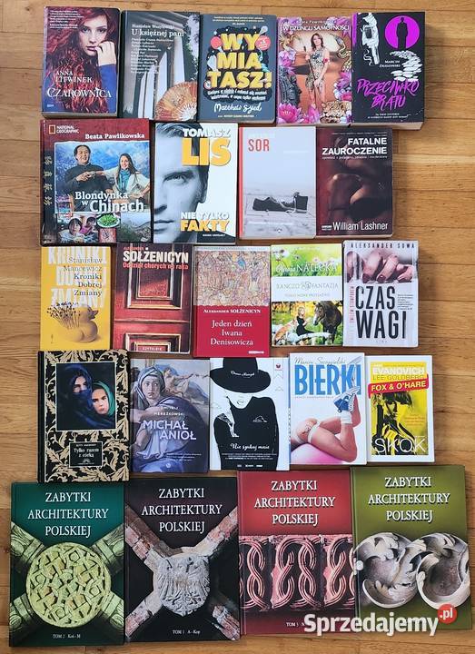 Zestaw 44 książek różnych autorów miękka Warszawa