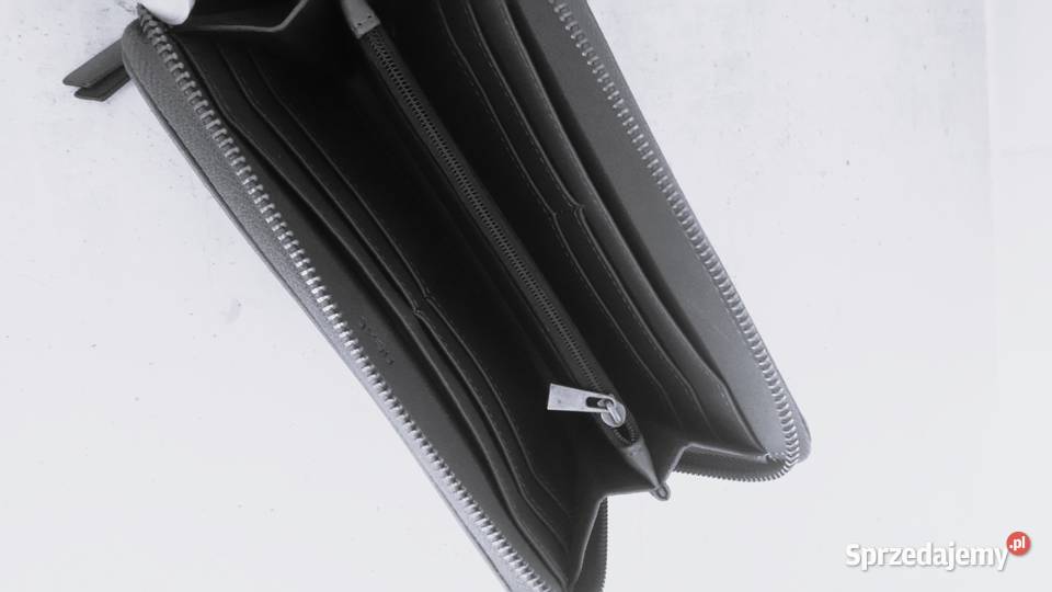 Szary duży portfel z przegródkami Warszawa