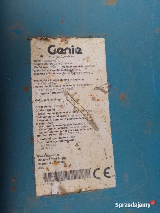 Sprzedam podnośnik nożycowy Genie GS3246 2007 Bydgoszcz