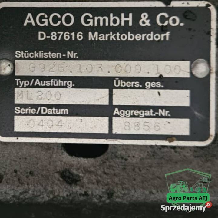 Skrzynia Biegów ML 200 Vario Agco G926103009100 Ciechanowiec