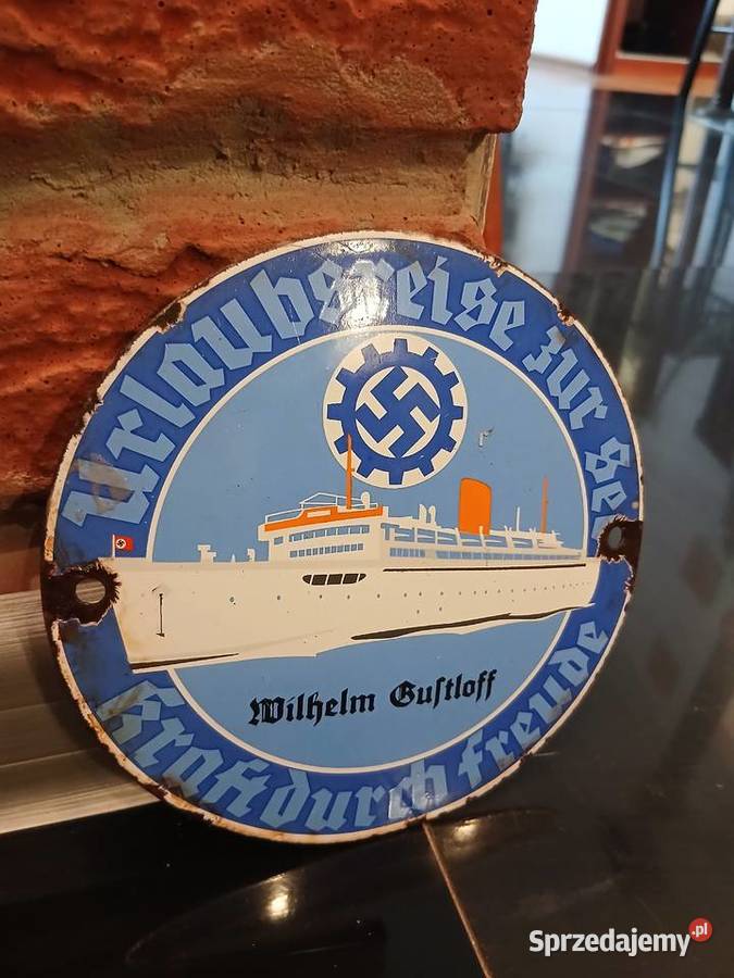 Stara tablica Wilhelm Gustloff reklama statku Bytom