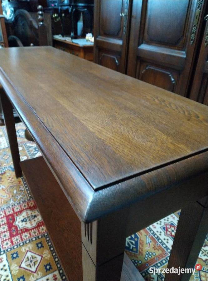 Konsola dębowa stolik przyścienny Antyki, Sztuka, Kolekcje Białystok