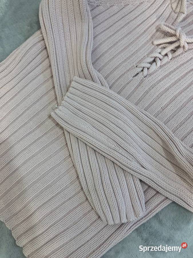 Sweter bluza z kapturem ciepły pleciony z Jasło