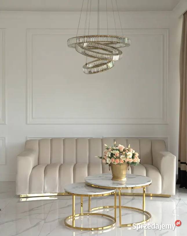 Żyrandol złoty kryształowy glamour ring lampa Lampy wiszące Warszawa