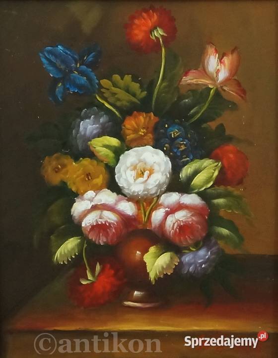 Obraz z kwiatami w bogatej ramie Gdańsk