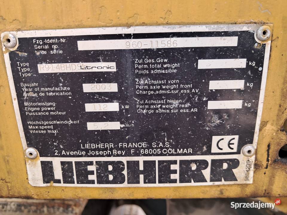 koparka gąsienicowa Liebherr 914R nie Koparki Bełchatów
