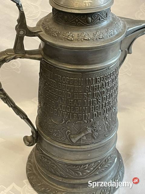 Kufel cynowy z pokrywką scena rodzajowa Kraków