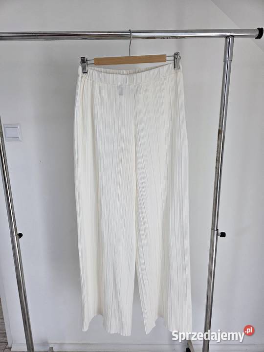 Szerokie luźne proste spodnie w prążki brązowy/beżowy Liszki sprzedam