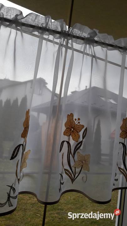 Biały woal żółte haftowane kwiaty zazdrostka 50 mazowieckie Radom