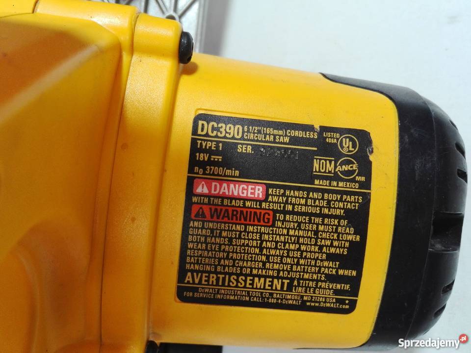 Pilarka tarczowa DeWalt DC390 BEZ AKUMULATORA podlaskie Białystok