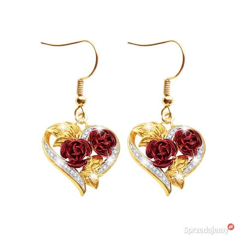 Naszyjnik z motywem miłosnym Kolczyki Zestaw pozłacane mazowieckie Płock