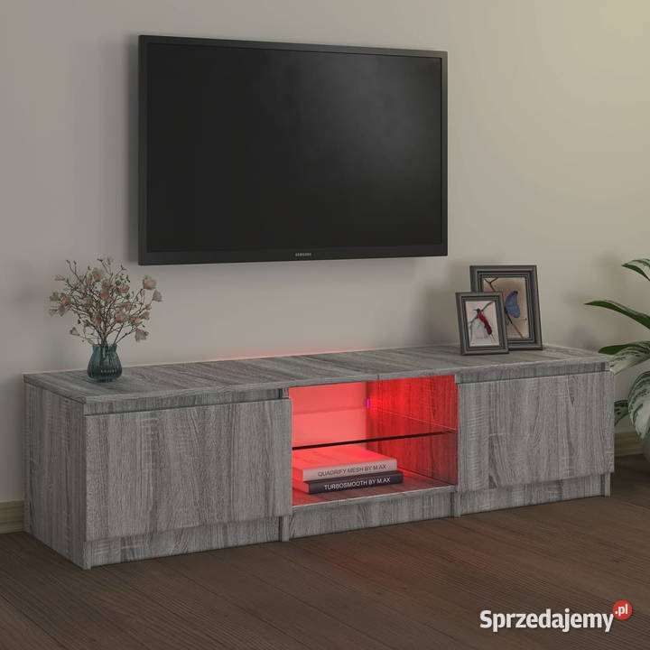 Szafka pod TV z LED szary dąb sonoma 140x40x355 mazowieckie Warszawa