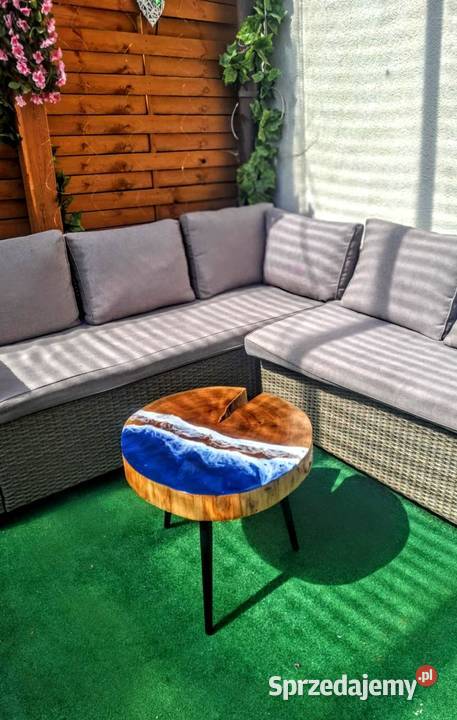 Stolik kawowy z żywicy epoksydowej i dębu efekt 50cm Starachowice sprzedam