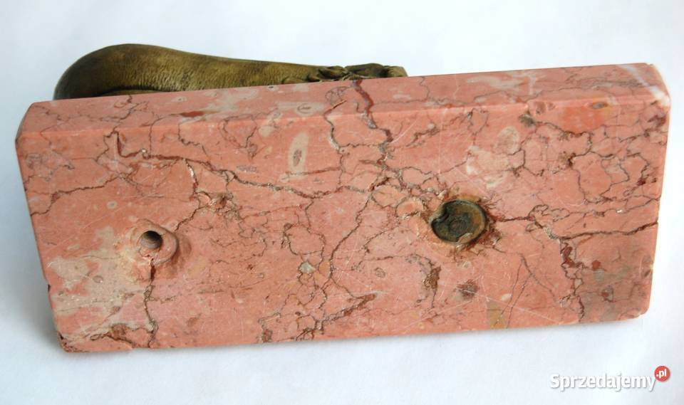 Barokowy but popielniczka mosiądz różowy marmur Pozostałe Lublin