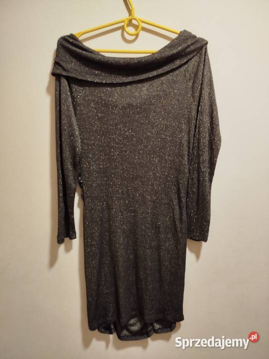 Dzianinowa sukienka połyskująca złotym rozmiar małopolskie Biecz