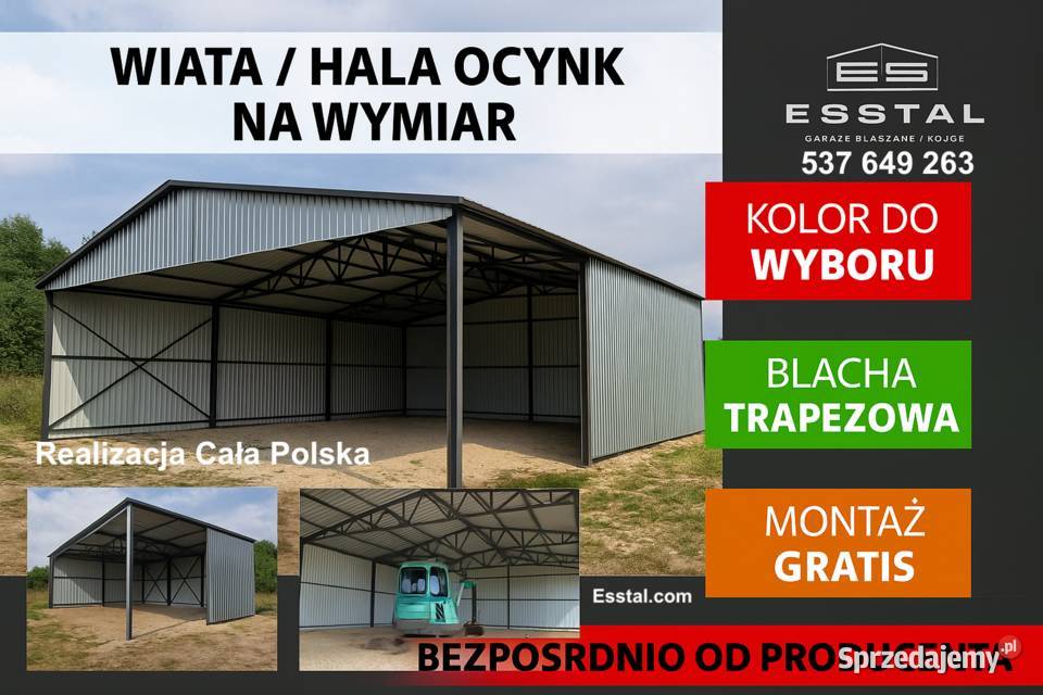 Garaż  OTWARTY Wiata Hala Garaż Blaszany Magazyn Wolsztyn sprzedam