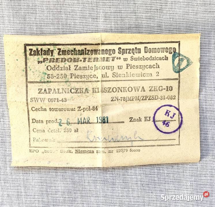 Stara zapalniczka kieszonkowa ZKG10 PredomTermet Ruda Śląska