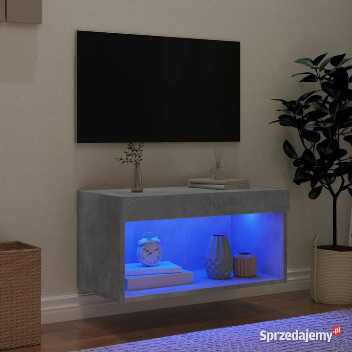 Szafka pod TV z oświetleniem LED szarość betonu Warszawa sprzedam