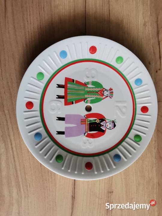 Stary wiszący zegar porcelanowy talerz tarcza śląskie Katowice