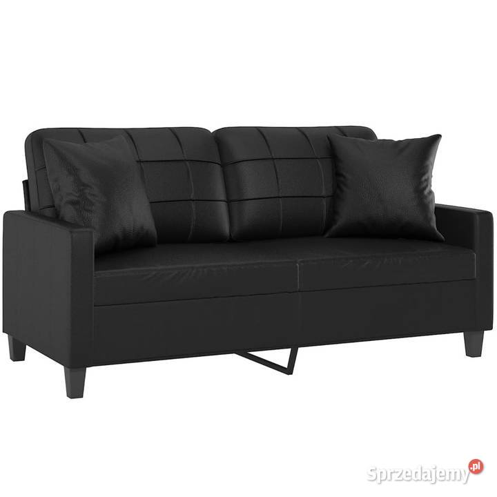 2osobowa sofa z poduszkami czarna 140 sztuczna Warszawa sprzedam