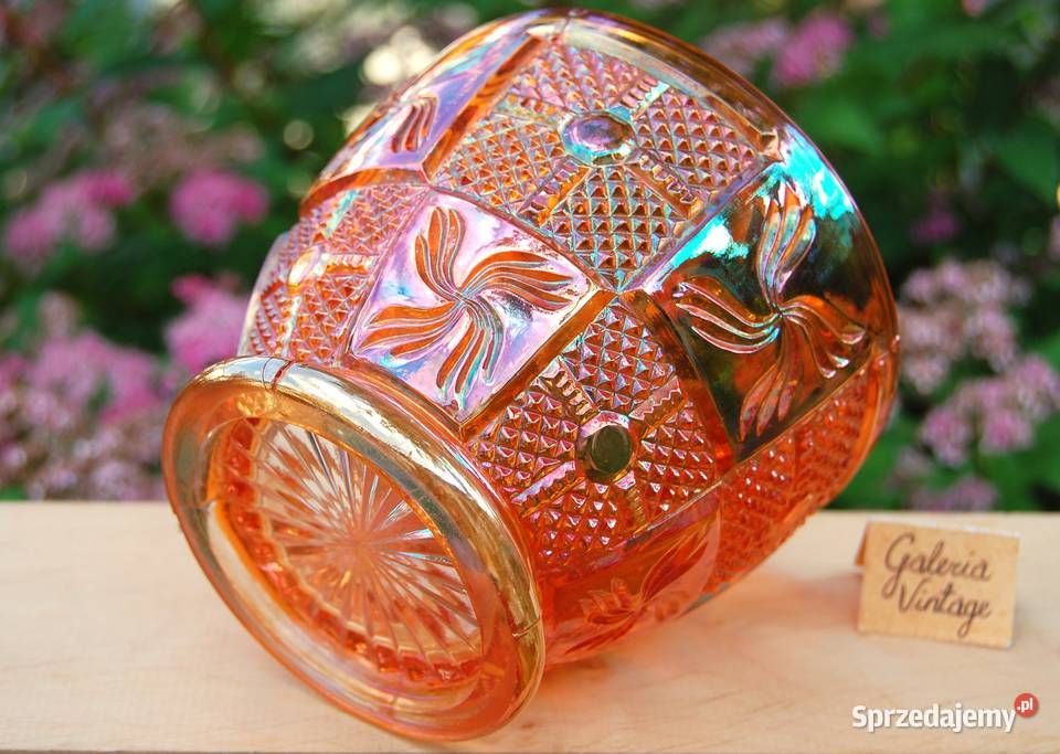 Art Deco Huta Hortensja bomboniera szkło pomarańczowy Zastawa stołowa Lublin