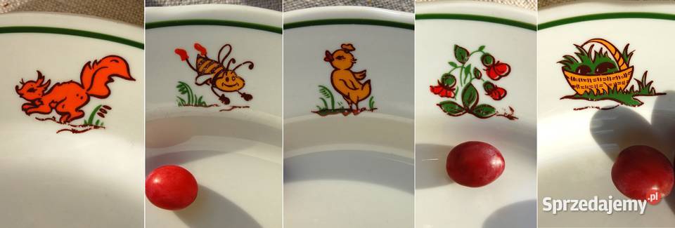 Duży stary talerz bajkowy patera vintage Patery lubelskie Lublin