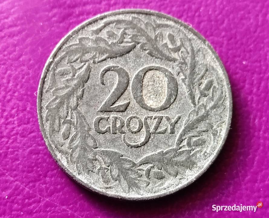 Moneta okupacyjna GG 20 groszy 1923 Cynk Rzadka Pruszków