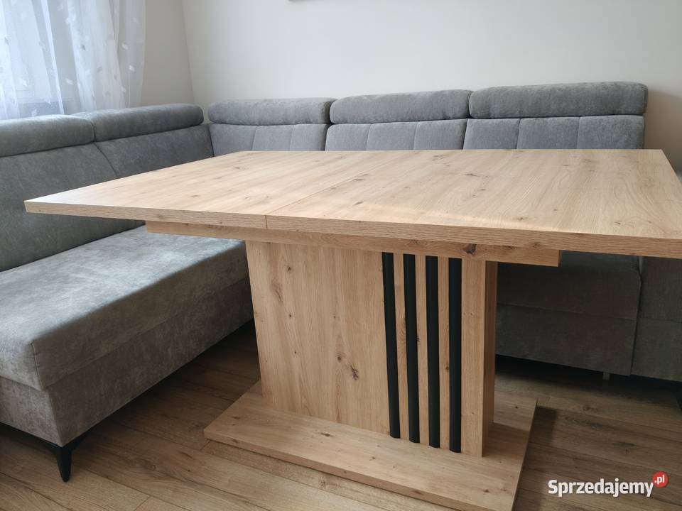 Stół rozkładany dąb artisan z czarnymi lamelami śląskie Zabrze