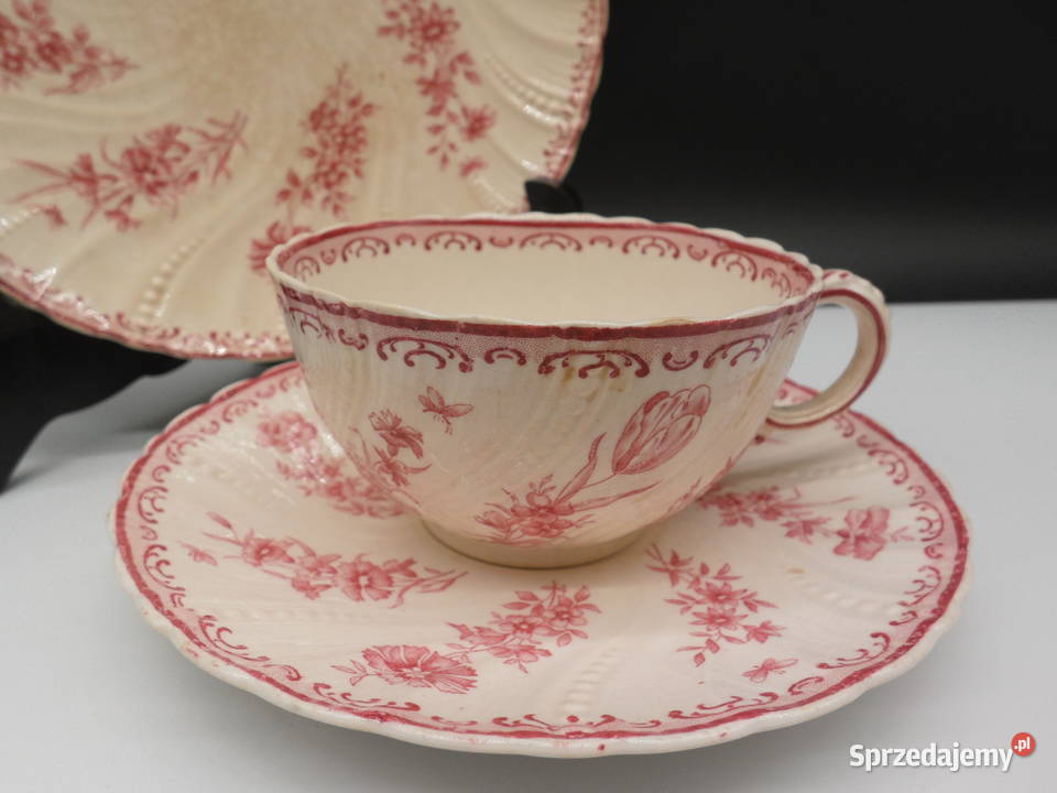 Antyczny Zestaw Śniadaniowy Trio Sarreguemines Porcelana i szkło Raszków