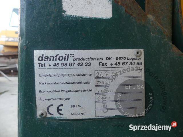 Opryskiwacz Danfoil 21ED5 2001r Zawieszane dolnośląskie Magnice