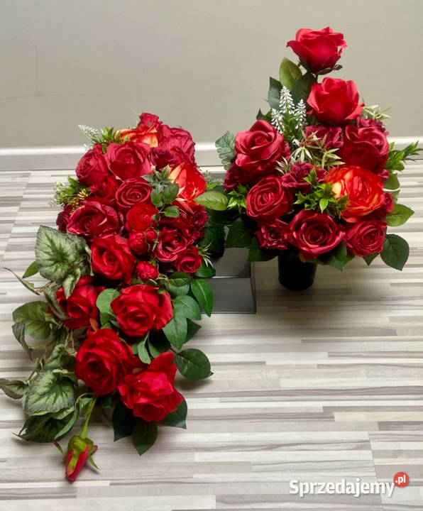 Kompozycja kwiaty sztuczne cmentarz wielkopolskie Kalisz